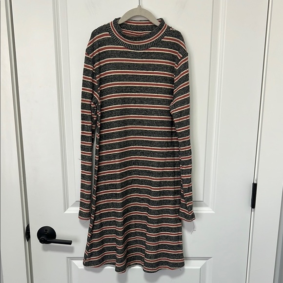 Zara Striped Girls Gray Multi Colored Long Sleeve Knee Length Dress size 13-14 - Picture 1 of 4